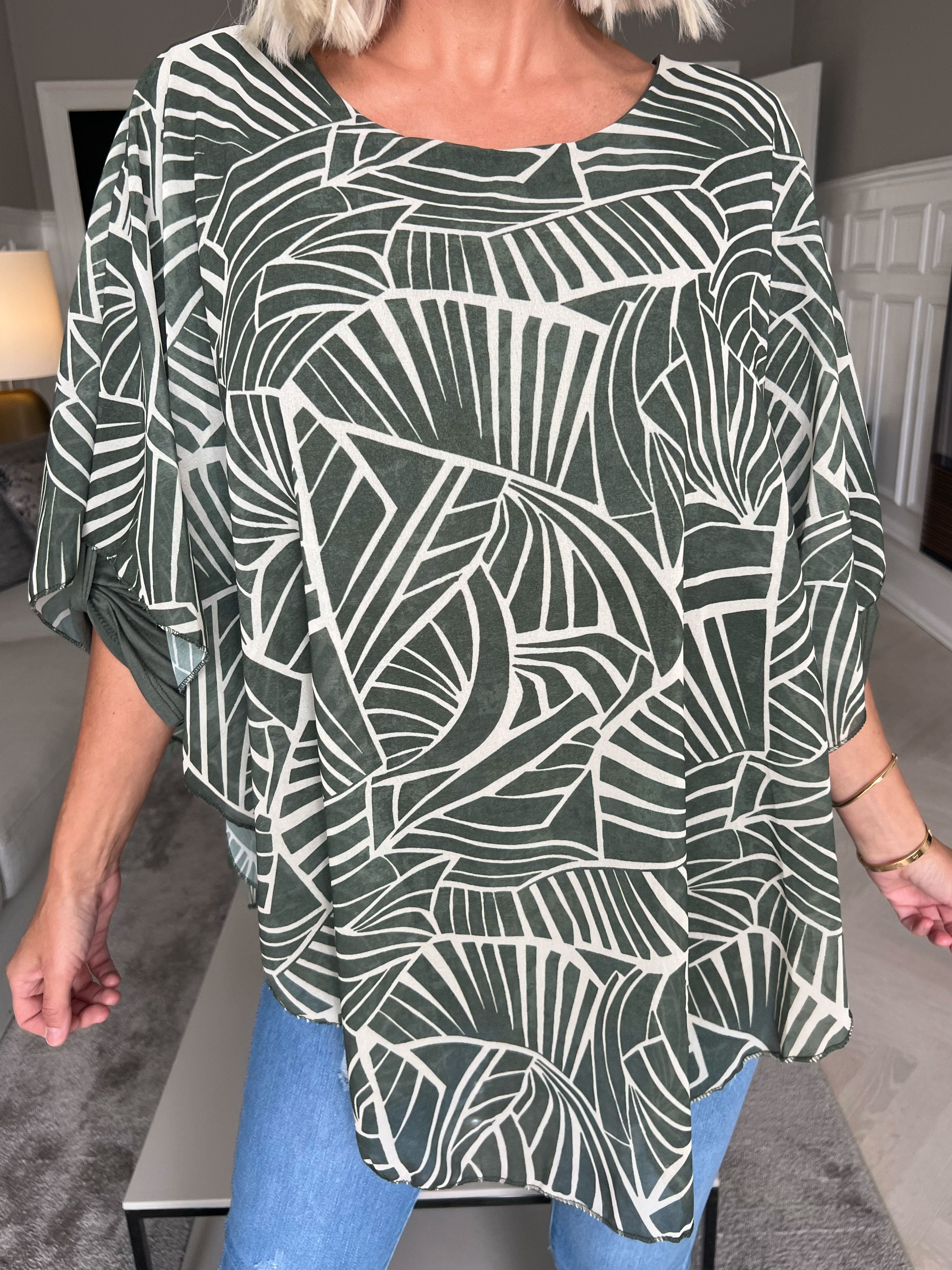 Kenya Pattern Shirt - Mönstrad tunika med chiffonglager